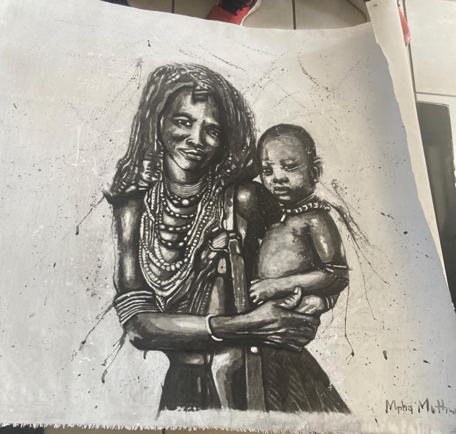 Indigenous people mother and child by Mpho Mothuntsi